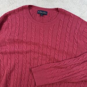 Brooks Brothers Sweater Men 2XL Red Cable Knit Supima Cotton Crewneck Pullover